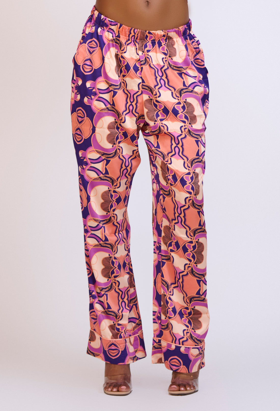 ỌLỌLA PURPLE GEOMETRIC SATIN PAJAMAS