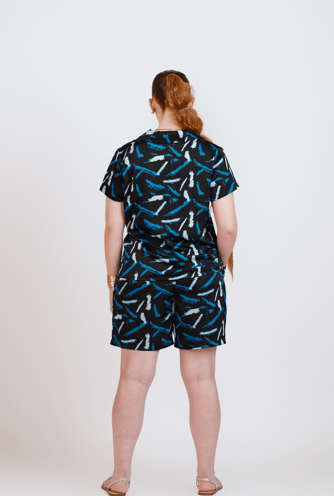ÌTÙNÚ BLUE ABSTRACT PRINT SATIN PAJAMAS