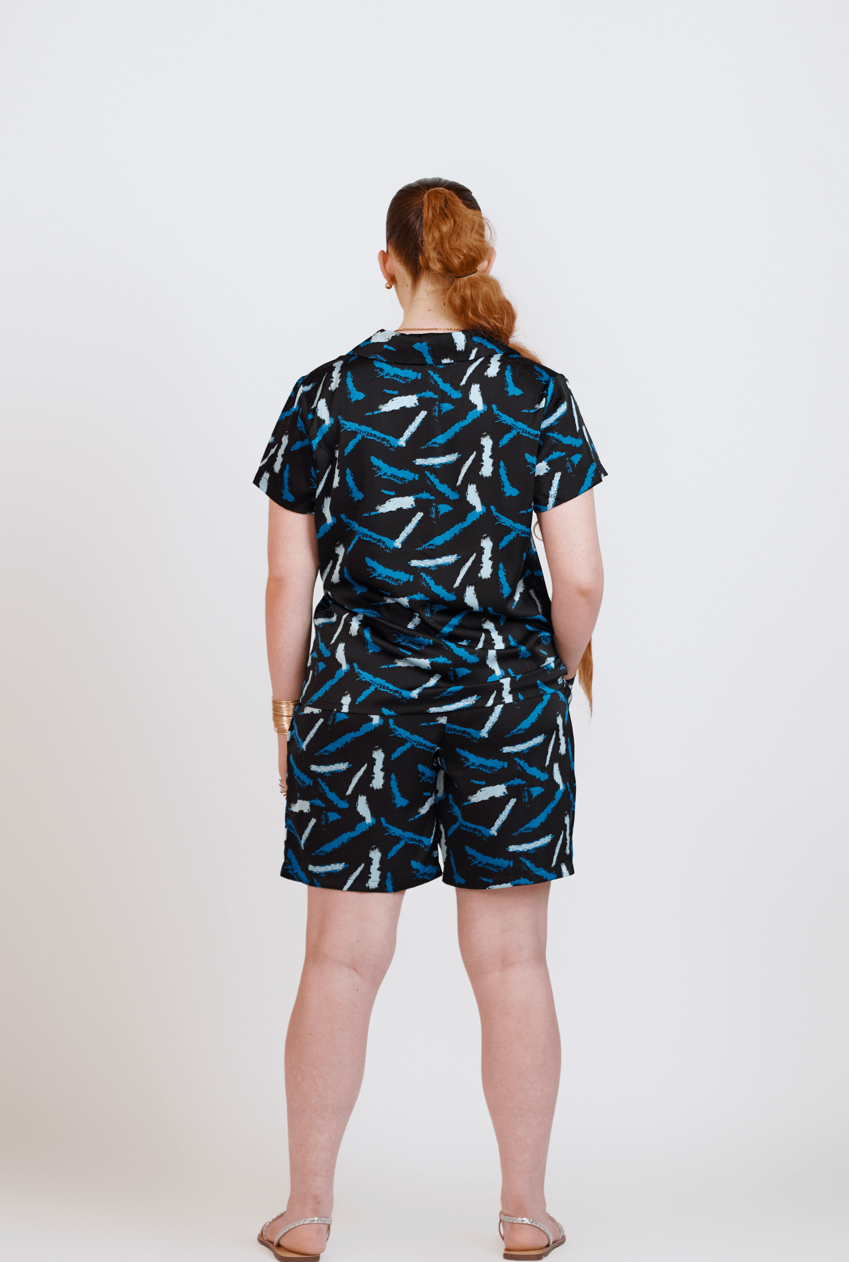 ÌTÙNÚ BLUE ABSTRACT PRINT SATIN PAJAMAS